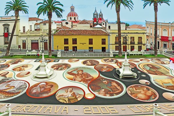 Large tapestry at La Orotava Town Hall during the Corpus Christi festivities Large tapestry at La Orotava Town Hall during the Corpus Christi festivities