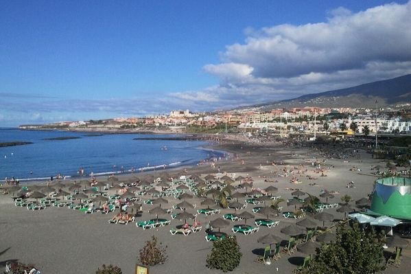 Aerial view of Playa Fañabé (Fanabe Beach), Costa Adeje