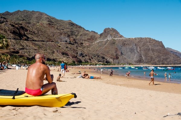 People enjoying Playa de las Teresitas