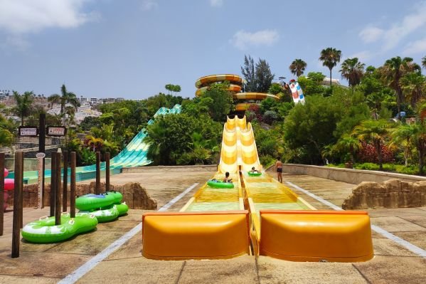 Flying boats attraction at Aqualand, Tenerife