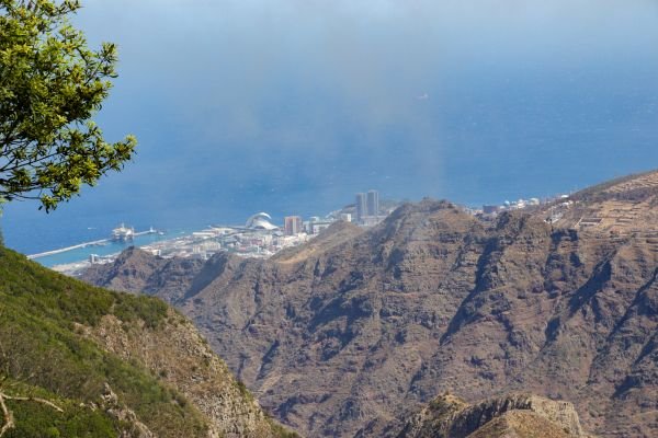 View of Santa Cruz de Tenerife from the Pico del Ingles viewpoint, Anaga Rural Park, Tenerife
