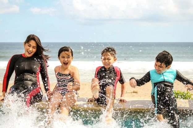 Kids playing on the beach