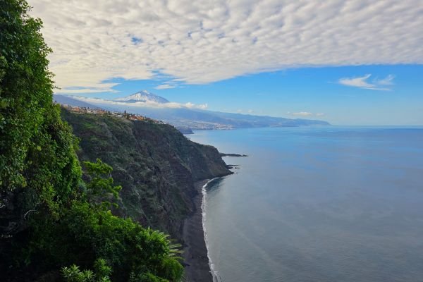 View of the north coast of Tenerife with Mount Teide in the background