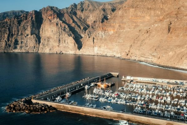 Aerial view of Los Gigantes Marina, Tenerife